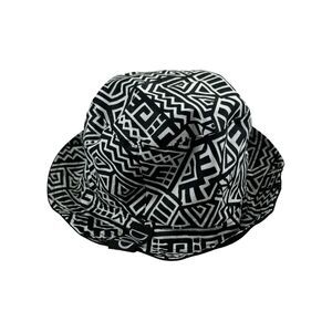 Diop Mens Geometric Printed Canvas Bucket Hat Black S